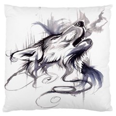 Tattoo-ink-flash-drawing-wolf Large Flano Cushion Case (one Side) by Jancukart