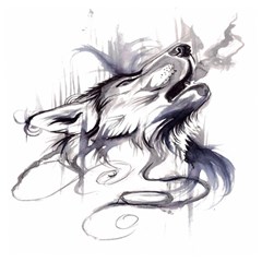 Tattoo-ink-flash-drawing-wolf Wooden Puzzle Square