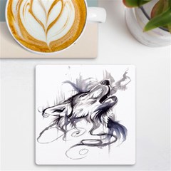 Tattoo-ink-flash-drawing-wolf Uv Print Square Tile Coaster  by Jancukart