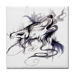 Tattoo-ink-flash-drawing-wolf Tile Coaster