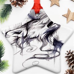 Tattoo-ink-flash-drawing-wolf Ornament (star) by Jancukart