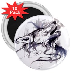 Tattoo-ink-flash-drawing-wolf 3  Magnets (10 Pack)  by Jancukart