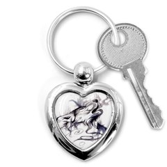 Tattoo-ink-flash-drawing-wolf Key Chain (heart)