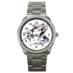 Tattoo-ink-flash-drawing-wolf Sport Metal Watch