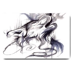 Tattoo-ink-flash-drawing-wolf Large Doormat  by Jancukart