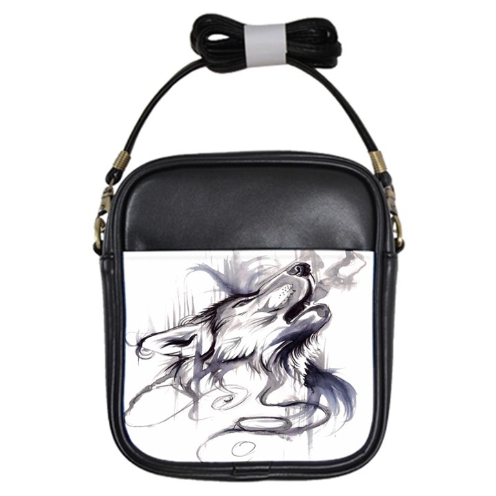 Tattoo-ink-flash-drawing-wolf Girls Sling Bag