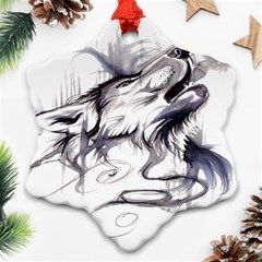 Tattoo-ink-flash-drawing-wolf Ornament (snowflake) by Jancukart