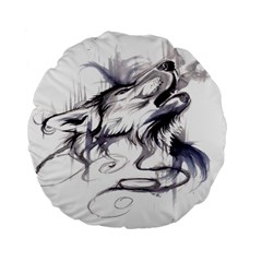 Tattoo-ink-flash-drawing-wolf Standard 15  Premium Flano Round Cushions