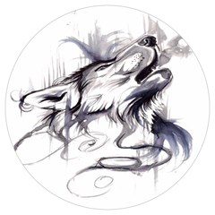 Tattoo-ink-flash-drawing-wolf Round Trivet by Jancukart