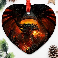 Dragon Fire Fantasy Art Ornament (heart)