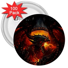 Dragon Fire Fantasy Art 3  Buttons (100 Pack)  by Jancukart