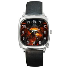 Dragon Fire Fantasy Art Square Metal Watch