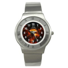 Dragon Fire Fantasy Art Stainless Steel Watch