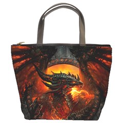 Dragon Fire Fantasy Art Bucket Bag by Jancukart