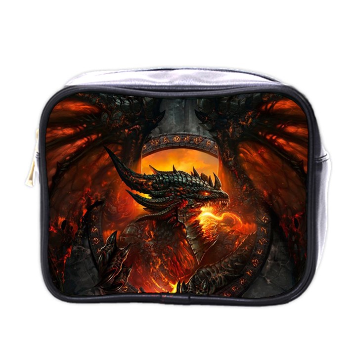 Dragon Fire Fantasy Art Mini Toiletries Bag (One Side)