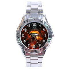 Dragon Fire Fantasy Art Stainless Steel Analogue Watch