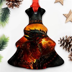 Dragon Fire Fantasy Art Christmas Tree Ornament (two Sides)