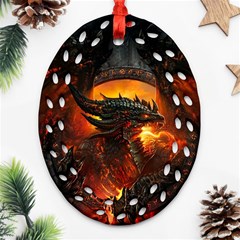 Dragon Fire Fantasy Art Ornament (oval Filigree)