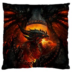 Dragon Fire Fantasy Art Large Cushion Case (two Sides) by Jancukart