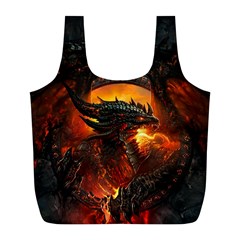 Dragon Fire Fantasy Art Full Print Recycle Bag (l) by Jancukart