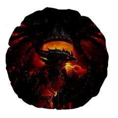 Dragon Fire Fantasy Art Large 18  Premium Flano Round Cushions by Jancukart