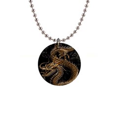 Fantasy Dragon Pentagram 1  Button Necklace