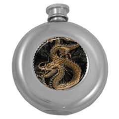 Fantasy Dragon Pentagram Round Hip Flask (5 Oz) by Jancukart