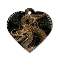 Fantasy Dragon Pentagram Dog Tag Heart (two Sides)