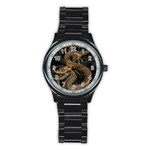 Fantasy Dragon Pentagram Stainless Steel Round Watch Front