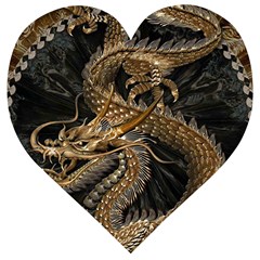 Fantasy Dragon Pentagram Wooden Puzzle Heart