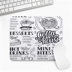 Vintage Coffee-tea-cafe-hamburger-menu-coffee-shop-menu Large Mousepads by Jancukart