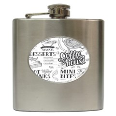 Vintage Coffee-tea-cafe-hamburger-menu-coffee-shop-menu Hip Flask (6 Oz) by Jancukart