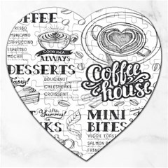 Vintage Coffee-tea-cafe-hamburger-menu-coffee-shop-menu Jigsaw Puzzle (Heart)