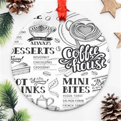 Vintage Coffee-tea-cafe-hamburger-menu-coffee-shop-menu Round Ornament (Two Sides)