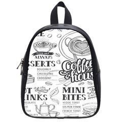 Vintage Coffee-tea-cafe-hamburger-menu-coffee-shop-menu School Bag (Small)