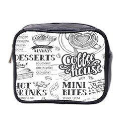 Vintage Coffee-tea-cafe-hamburger-menu-coffee-shop-menu Mini Toiletries Bag (Two Sides)