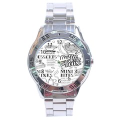 Vintage Coffee-tea-cafe-hamburger-menu-coffee-shop-menu Stainless Steel Analogue Watch