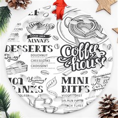 Vintage Coffee-tea-cafe-hamburger-menu-coffee-shop-menu Round Filigree Ornament (Two Sides)