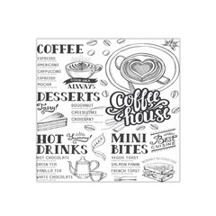 Vintage Coffee-tea-cafe-hamburger-menu-coffee-shop-menu Satin Bandana Scarf 22  x 22 