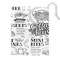 Vintage Coffee-tea-cafe-hamburger-menu-coffee-shop-menu Drawstring Pouch (4xl) by Jancukart