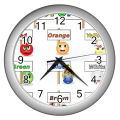 Graphic-smiley-color-diagram Wall Clock (silver)