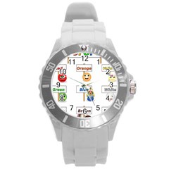 Graphic-smiley-color-diagram Round Plastic Sport Watch (l) by Jancukart