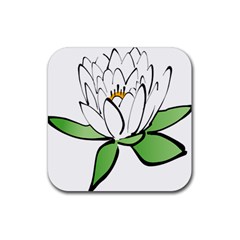 Lotus-flower-water-lily Rubber Coaster (square) by Jancukart