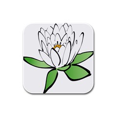 Lotus-flower-water-lily Rubber Square Coaster (4 Pack) by Jancukart