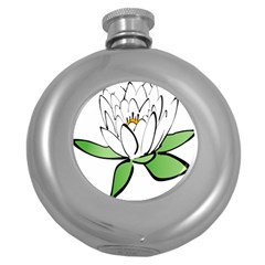 Lotus-flower-water-lily Round Hip Flask (5 Oz) by Jancukart