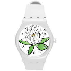 Lotus-flower-water-lily Round Plastic Sport Watch (m)