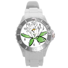 Lotus-flower-water-lily Round Plastic Sport Watch (l) by Jancukart