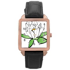 Lotus-flower-water-lily Rose Gold Leather Watch 