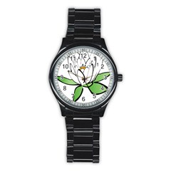 Lotus-flower-water-lily Stainless Steel Round Watch by Jancukart