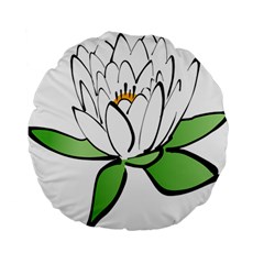 Lotus-flower-water-lily Standard 15  Premium Flano Round Cushions by Jancukart